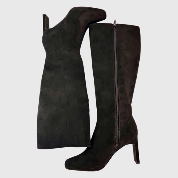 JUSTFAB EVELYN Womens Size US 8M Tall Heeled Boot Black Faux Suede Inside Zipper - Picture 5 of 8